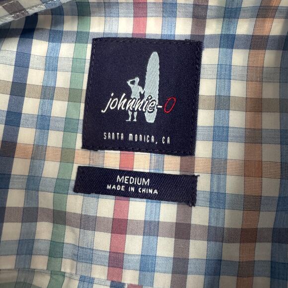 Men's Johnnie-O French Blue Plaid Long Sleeve Button Up Casual Shirt sz Medium - Picture 5 of 6